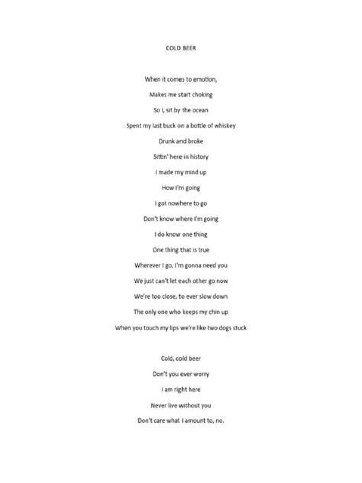 Sitting right here drinking this cold beer lyrics