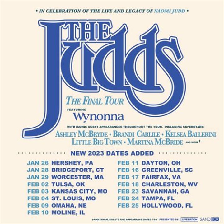 Wynonna Judd Announces Additional Dates for The Judds: The Final Tour In Celebration Of The Life And
